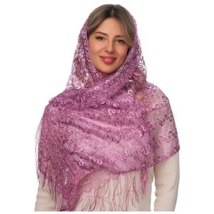 Шарф кружевной в церковь  сиреневый 060406