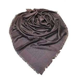 Платок брендовый шерстяной коричневый с люрексом 180113