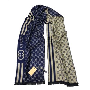 Шарф мужской Gucci 150113 синий с бежевым