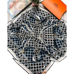 Платок брендовый шелковый черный 241110