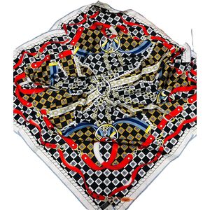 Платок брендовый шелковый красный 241109