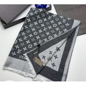 Палантин брендовый шерстяной 241033 серый