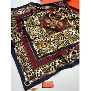 Шелковый платок HERMES бордовый 2609229