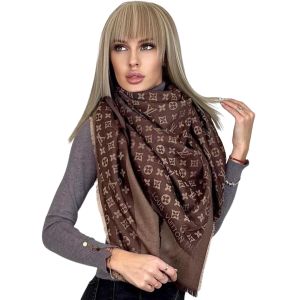 Платок LV брендовый шерстяной коричневый 110921