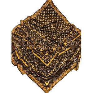 Платок брендовый шёлковый коричневый 050806