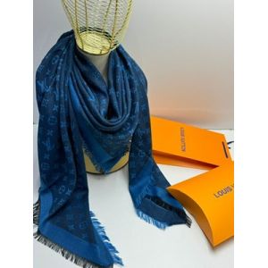 Платок брендовый шерстяной 1127 синий с черным