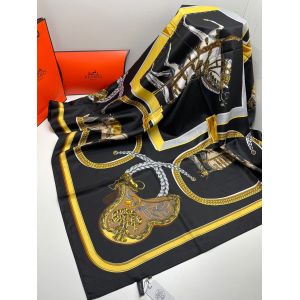 Шелковый платок женский HERMES черный 05022405
