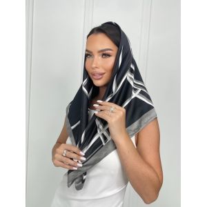 Платок женский  шёлковый черный 07082421