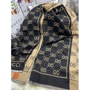 Палантин GUCCI черный с бежевым 02092405