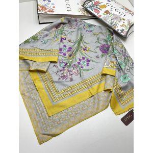Шелковый женский платок Gucci желтый  11092311