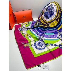 Шелковый платок HERMES розовый белый 04082521