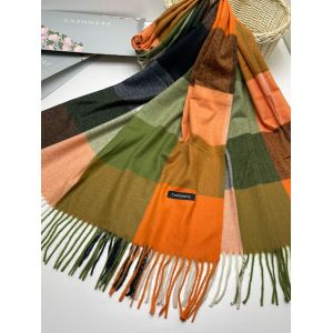 Палантин женский Cashmere  в клетку оранжевый 04092301