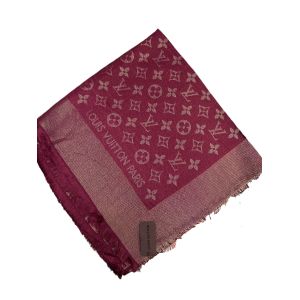 Платок брендовый шерстяной бордовый с серебром 12022403