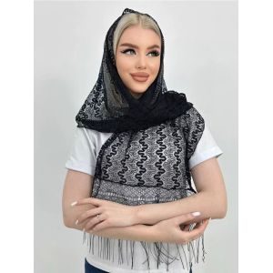 Шарф кружевной в церковь  черный 06022503