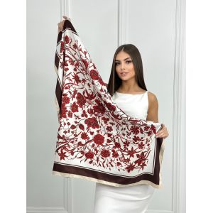 Женский шелковый платок Gucci белый бордовый 200725221