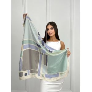 Шелковый платок HERMES голубой 20072503