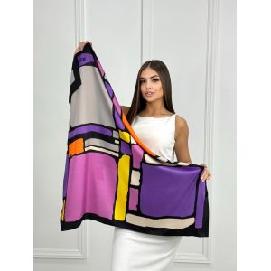 Шелковый платок HERMES фиолетовый 20072501