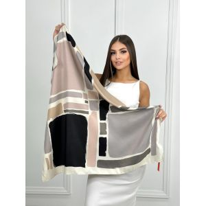 Шелковый платок HERMES серый 20072506