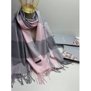 Палантин женский  в крупную клетку серый с розовым 04112504