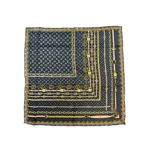 Платок брендовый шёлковый темно серый 050807