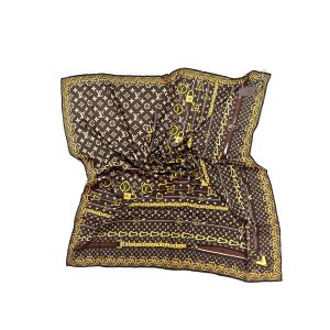 Платок брендовый шёлковый коричневый 050806