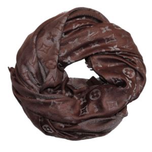 Платок брендовый шерстяной шоколад с серебром 1173