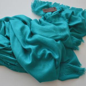 Платок брендовый шерстяной бирюзовый 1153