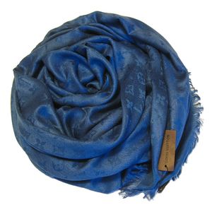 Платок брендовый шерстяной  приглушенный синий  1147