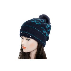 Шапка женская Tranini черная с помпоном