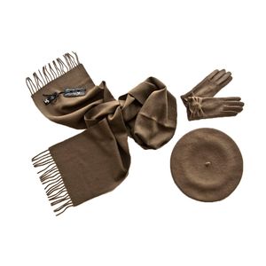 Комплект женский (берет, шарф, перчатки) 00421 темно-бежевый