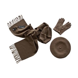 Комплект женский (берет, шарф, перчатки) 00541 темно-бежевый