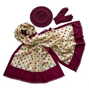 Комплект (берет, палантин, перчатки) Tranini 39004 бордовый