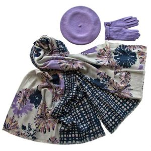 Комплект (берет, палантин, перчатки) Tranini 33002 сиреневый