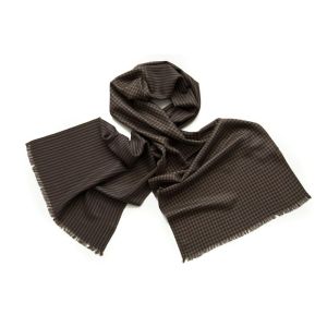 Шарф мужской шерсти и шелка Tranini  01304 в мелкую клетку и  полоску