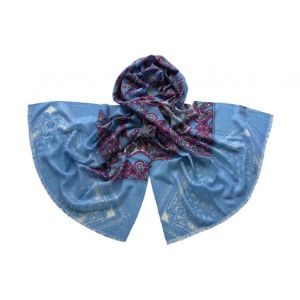 Палантин шерстяной голубой Tranini