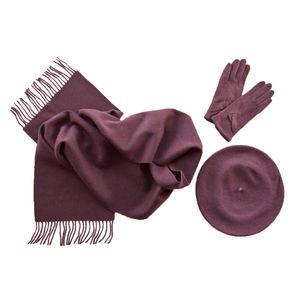 Комплект (берет, шарф, перчатки) марсала 00391