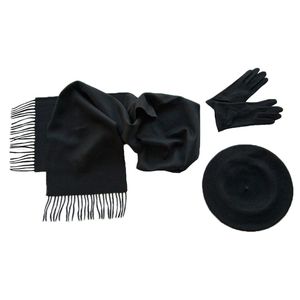 Комплект (берет, шарф, перчатки) черный 00392