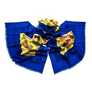 Палантин Tranini из шерсти и шёлка 0626 синий