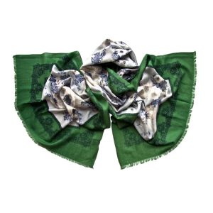 Палантин Tranini из шерсти и шёлка 0627  зеленый