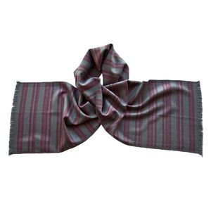 Шарф мужской шерстяной Tranini серый в бордовую полоску 01681