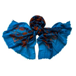 Палантин Tranini из шерсти и шёлка 0427 синий