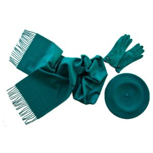 Комплект (берет, шарф, перчатки) 00361 бирюзовый