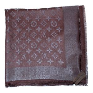 Платок брендовый шерстяной шоколад с серебром 1173