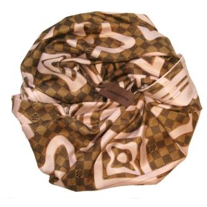 Платок брендовый шелковый  коричневый 1196