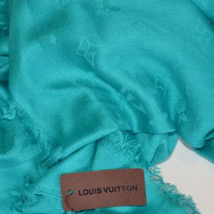 Платок брендовый шерстяной бирюзовый 1153