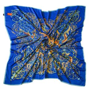 Шелковый платок HERMES синий 5112