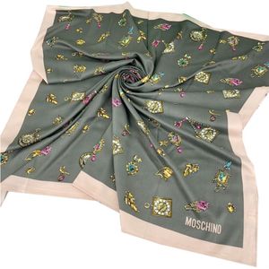 Платок шелковый женский Moschino серый 40014