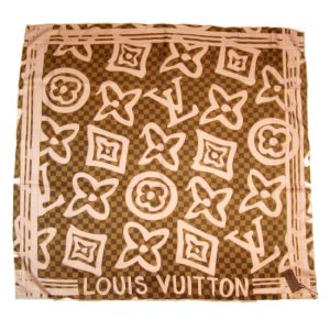 Платок брендовый шелковый  коричневый 1196