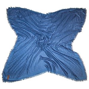 Платок брендовый шерстяной  приглушенный синий  1147