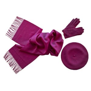 Комплект женский (берет, шарф, перчатки) 00271 фуксия